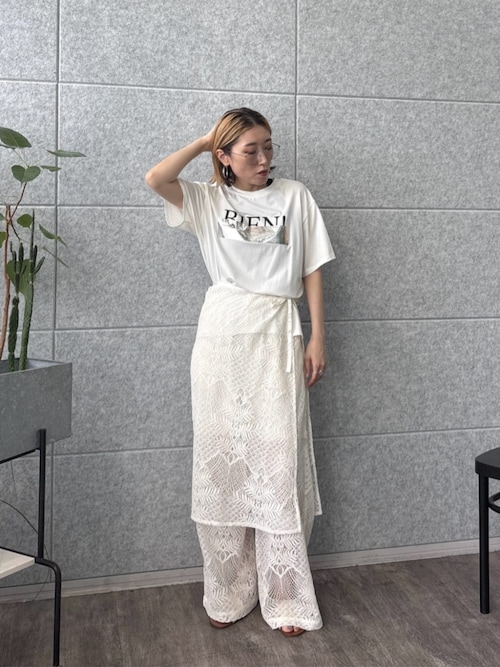ホワイトレースラップスカート　kitty Osaka 装いを格上げする華やぎスカート 】スカラップレースロング