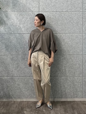 「オフィスカジュアル」｜「アイテム（Tシャツ/カットソー、ブラウン系）」を使った、GALLEST  OFFICIALさん（レディース・158cm）の夏コーディネート