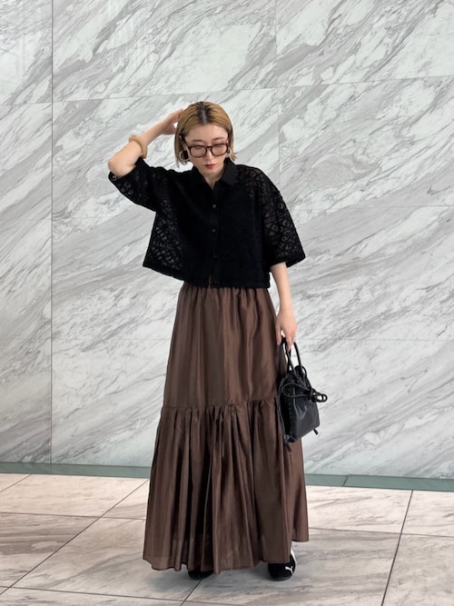 INDIVI GALLEST ブラウス シャツ ハーフスリーブレースポロ レディース 