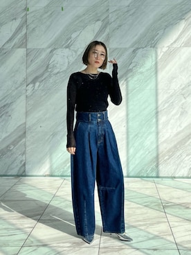 「カーブデニム」｜GALLEST  OFFICIALさん（レディース・158cm）の冬コーディネート