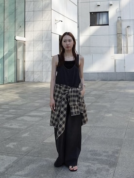 「アイテム（サロペット/オーバーオール、グレー系）」を使った、GALLEST  OFFICIALさん（レディース・162cm）の夏コーディネート