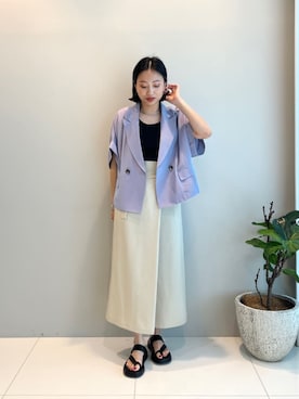 「半袖」｜「アイテム（テーラードジャケット）」を使った、GALLEST  OFFICIALさん（レディース・159cm）の夏コーディネート