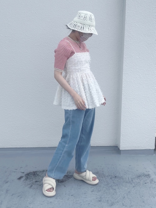 極美品 カデュネ 24SS ボウ付きシャツチュニック ペプラム ブラウス リボン 極美品 カデュネ 24SS ボウ付きシャツチュニック ペプラム