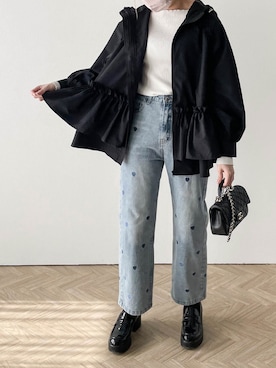 「ローファー」｜「アイテム（マウンテンパーカー）」を使った、yuiさん（レディース・164cm）の春コーディネート