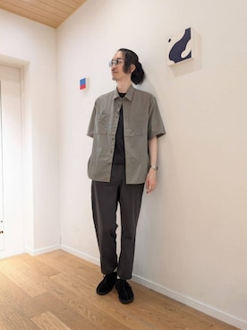 「ベーシック/トラッド」｜「アイテム（その他シューズ）」を使った、ナカゴミさん（メンズ・184cm）の夏コーディネート