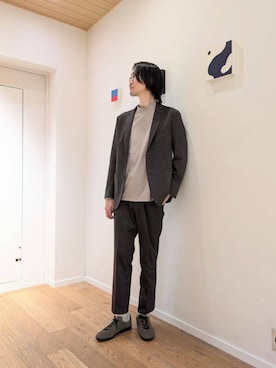 「ビジネス」｜「アイテム（スラックス）」を使った、ナカゴミさん（メンズ・184cm）の秋コーディネート