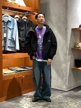 「Franklin Climbing（フランクリンクライミング）の【Franklin Climbing】撥水/男女兼用/ナイロンマウンテンパーカー/ナイロンジャケット（マウンテンパーカー、ブラック系）」を使った、yonmaru2さん（メンズ・175cm）の春コーディネート