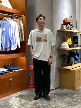 「CIAOPANIC TYPY（チャオパニックティピー）の【UNISEX】【プラスサイズあり】接触冷感配色ステッチカーブパンツ（チノパンツ、ブラック系）」を使った、yonmaru2さん（メンズ・175cm）の春コーディネート