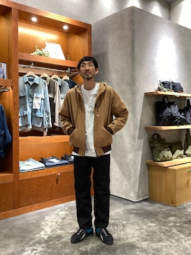 「アイテム（ブルゾン、ベージュ系）」を使った、yonmaru2さん（メンズ・175cm）の秋コーディネート