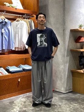「CIAOPANIC TYPY（チャオパニックティピー）の【ユニセックス】【プラスサイズあり】スラブフォトTee（Tシャツ/カットソー、ブルー系）」を使った、yonmaru2さん（メンズ・175cm）の春コーディネート