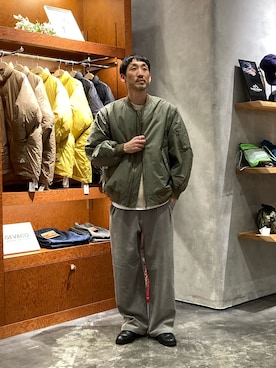 「アイテム（MA-1）」を使った、yonmaru2さん（メンズ・175cm）の冬コーディネート