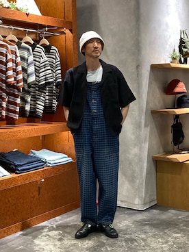 「PENNEYS（ぺニーズ）の【FOX】綿麻ミリタリーハット（ハット、ホワイト系）」を使った、yonmaru2さん（メンズ・175cm）の春コーディネート