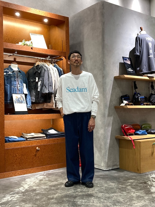接触冷感2タックデニムワイドスラックス