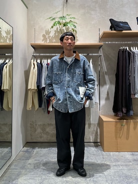 「CIAOPANIC TYPY（チャオパニックティピー）の【UNISEX】柔らかヴィンテージTYPYDENIMジャケット（ブルゾン、ブルー系）」を使った、yonmaru2さん（メンズ・175cm）の秋コーディネート