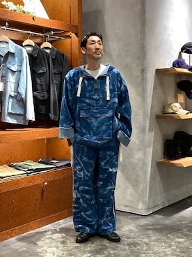 「SOUNDSGOOOOD（サウンズグッド）の【SOUNDS GOOOOD】デニムフリンジワイドパンツ（デニムパンツ、ブルー系）」を使った、yonmaru2さん（メンズ・175cm）の春コーディネート