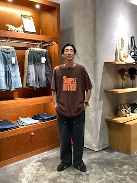 「CIAOPANIC TYPY（チャオパニックティピー）の【UNISEX】ピグメント加工ワッフルイージーパンツ/WEB限定カラーあり（スウェットパンツ、ブラック系）」を使った、yonmaru2さん（メンズ・175cm）の夏コーディネート