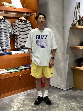 「Disney（ディズニー）のアイテム（Tシャツ/カットソー）」を使った、yonmaru2さん（メンズ・175cm）の夏コーディネート