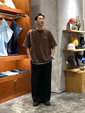「CIAOPANIC TYPY（チャオパニックティピー）の【UNISEX】【プラスサイズあり】接触冷感配色ステッチカーブパンツ（チノパンツ、ブラック系）」を使った、yonmaru2さん（メンズ・175cm）の春コーディネート