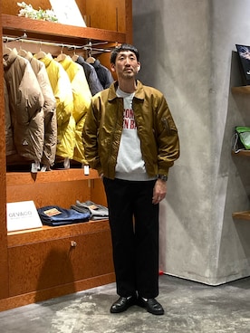 「アイテム（MA-1）」を使った、yonmaru2さん（メンズ・175cm）の冬コーディネート