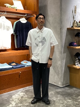 「CIAOPANIC TYPY（チャオパニックティピー）の【UNISEX】ピグメント加工ワッフルイージーパンツ/WEB限定カラーあり（スウェットパンツ、ブラック系）」を使った、yonmaru2さん（メンズ・175cm）の夏コーディネート