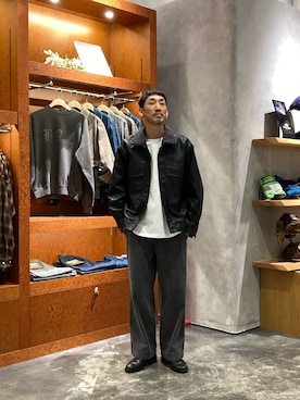 「アイテム（ライダースジャケット）」を使った、yonmaru2さん（メンズ・175cm）の秋コーディネート