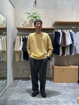 「CIAOPANIC TYPY（チャオパニックティピー）の【UNISEX】センタープレスツイルスラックス（その他パンツ、グレー系）」を使った、yonmaru2さん（メンズ・175cm）の秋コーディネート