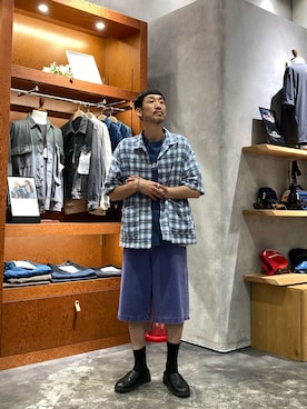 「アイテム（パンツ、パープル系）」を使った、yonmaru2さん（メンズ・175cm）の夏コーディネート