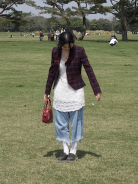 「レースワンピース」｜「アイテム（ジャケット/アウター）」を使った、ayumiさん（レディース・163cm）の秋コーディネート
