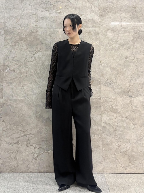 訳あり 新品 アダムエロペ 【サステナブル】 ジャケットコンビロンパース S 黒 サステナブル】ジレコンビロンパース（つなぎ/オールインワン）｜ADAM