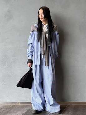 「ADAM ET ROPE'（アダムエロペ）のアイテム（スラックス）」を使った、abe sakiさん（レディース・157cm）の秋コーディネート