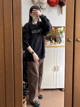 「VINTAGE（ヴィンテージ）のアイテム（スウェット）」を使った、ふゆさん（レディース・153cm）の秋コーディネート