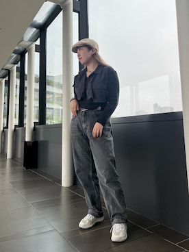 「ショート丈トップス」｜「アイテム（ハンチング/ベレー帽）」を使った、aoiさん（レディース・167cm）の秋コーディネート