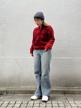 「アイテム（ニットキャップ/ビーニー、グレー系）」を使った、aoiさん（レディース・167cm）の冬コーディネート