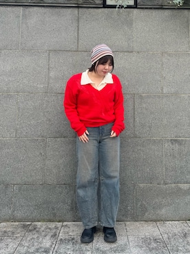 「OVERRIDE」｜「アイテム（ニットキャップ/ビーニー）」を使った、aoiさん（レディース・167cm）の冬コーディネート