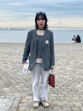 「アイテム（モカシン/デッキシューズ）」を使った、箱さん（レディース・153cm）の秋コーディネート