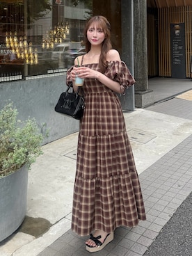 「アイテム（ワンピース/ドレス、レッド系）」を使った、asamiさん（レディース・164cm）の夏コーディネート