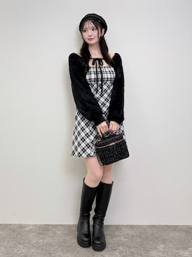 「アイテム（ハンチング/ベレー帽）」を使った、asamiさん（レディース・164cm）の秋コーディネート