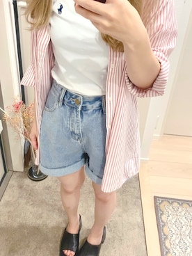 「SPINNS(スピンズ)のアイテム(シャツ/ブラウス)」を使った、yuu𓂃𓈒𓏸さん(レディース・156cm)の夏コーディネート