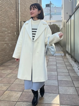 「NOLLEY’S Sophi（ノーリーズソフィ）のアイテム（チェスターコート）」を使った、fhanaさん（レディース・153cm）の冬コーディネート