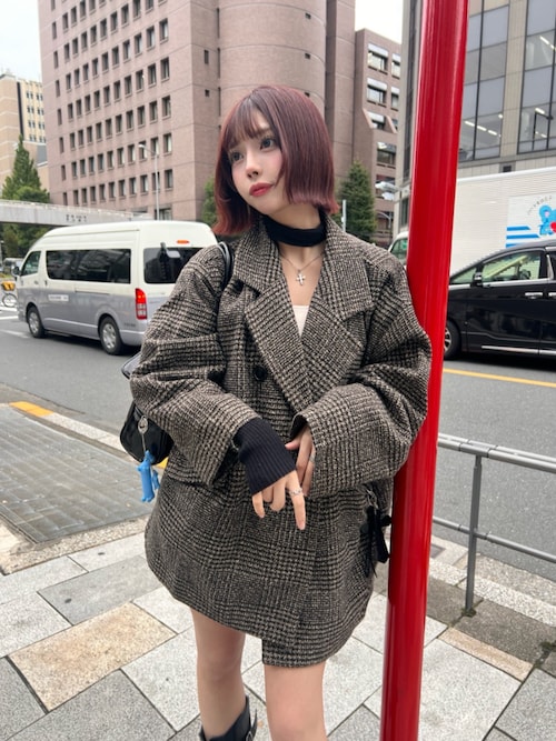 セール】1枚で主役級“ジャコット”。グレンチェック ダブル ショート丈