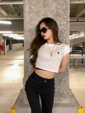 「クロップド丈」｜Ada.さん（レディース・153cm）の春コーディネート