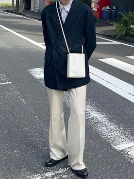 「THOMAS MASON（トーマス メイソン）のアイテム（シャツ/ブラウス、ブルー系）」を使った、watotttさん（メンズ）の夏コーディネート