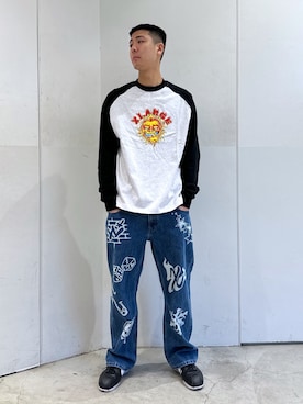 「XLARGE原宿」｜りょうへいさん（メンズ・180cm）の春コーディネート
