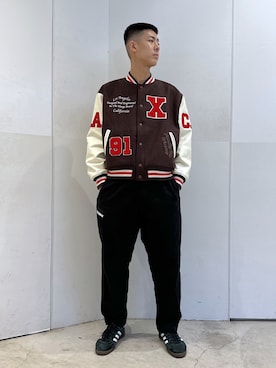 「XLARGE（エクストララージ）のアイテム（スタジャン）」を使った、りょうへいさん（メンズ・180cm）の秋コーディネート