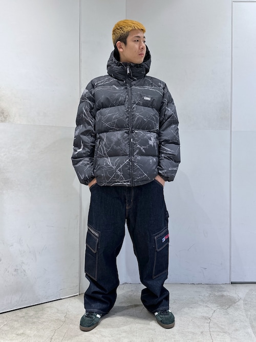 XLARGE フード付き ブラックダウンジャケット XL XLARGE ダウンジャケット ジップパーカー XL