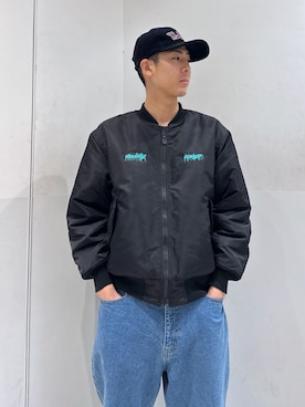 「XLARGE原宿」｜「アイテム（ブルゾン）」を使った、りょうへいさん（メンズ・180cm）の秋コーディネート