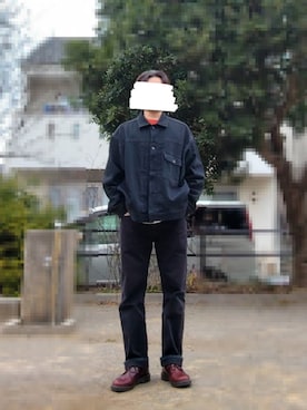 「アイテム（デニムジャケット）」を使った、しーたさん（メンズ・174cm）の冬コーディネート