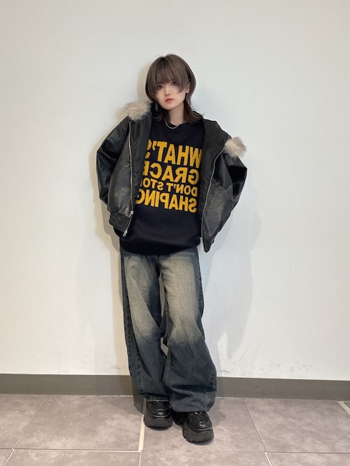 フェイクレザーエコファーフードブルゾン