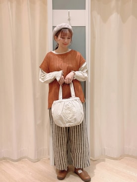 「アイテム（アンサンブル、オレンジ系）」を使った、𝙼 𝙸 𝚈 𝚄さん（レディース・158cm）の秋コーディネート