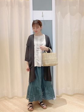 「スカラップ」｜「アイテム（サンダル）」を使った、𝙼 𝙸 𝚈 𝚄さん（レディース・158cm）の夏コーディネート